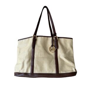 Michael Kors Raffia and Leather Large Tote Shoulder Purse